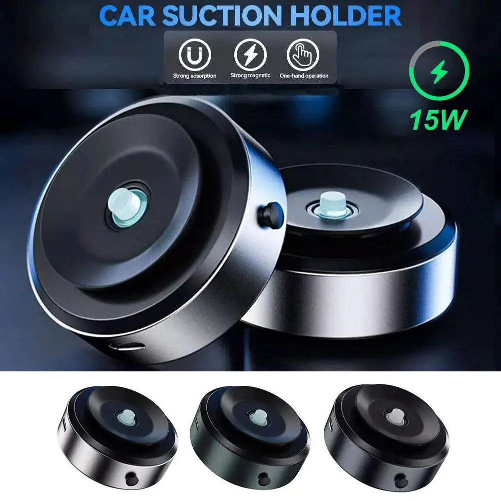 2-in-1 Magnetic Wireless Car Charger with Dual-Sided Rotation & Vacuum Suction Featured Mart