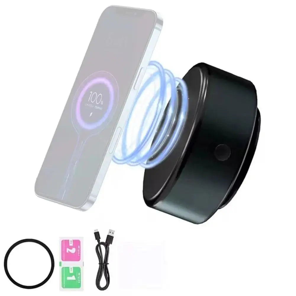 2-in-1 Magnetic Wireless Car Charger with Dual-Sided Rotation & Vacuum Suction Featured Mart