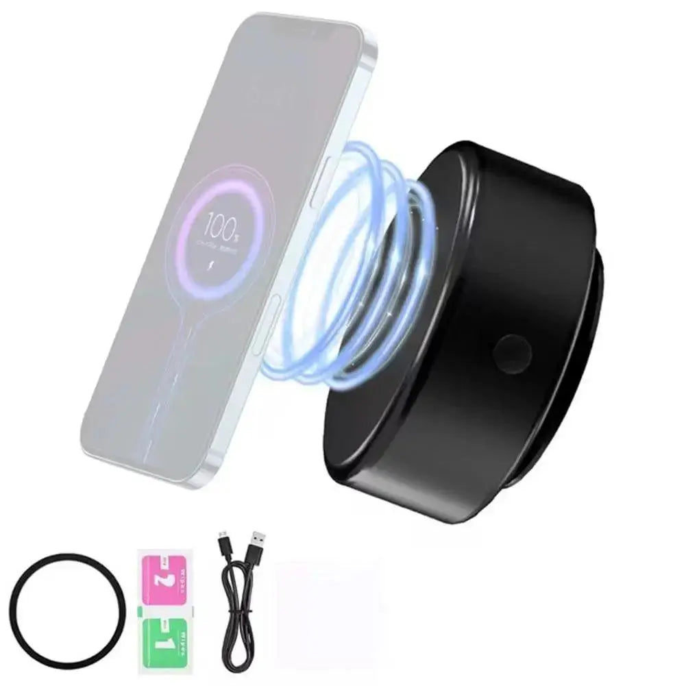 2-in-1 Magnetic Wireless Car Charger with Dual-Sided Rotation & Vacuum Suction Featured Mart