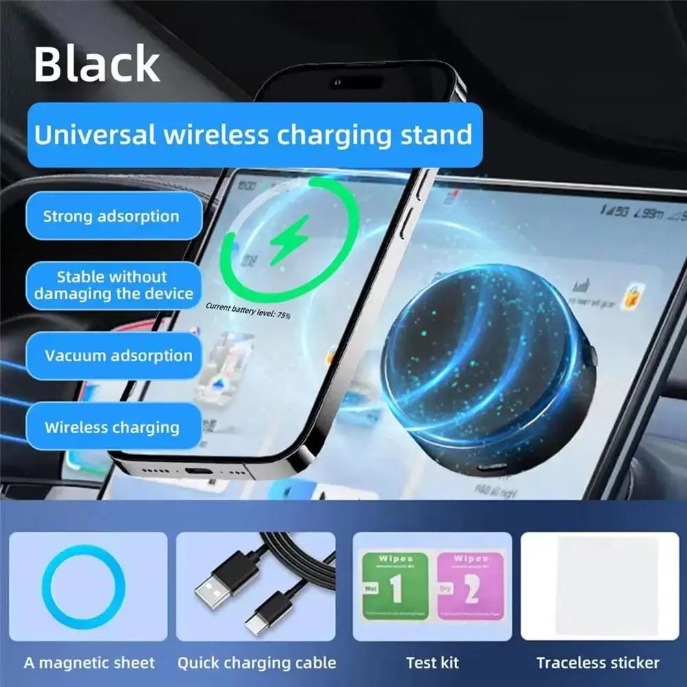 2 - in - 1 Magnetic Wireless Car Charger with Dual - Sided Rotation & Vacuum Suction - Featured Mart