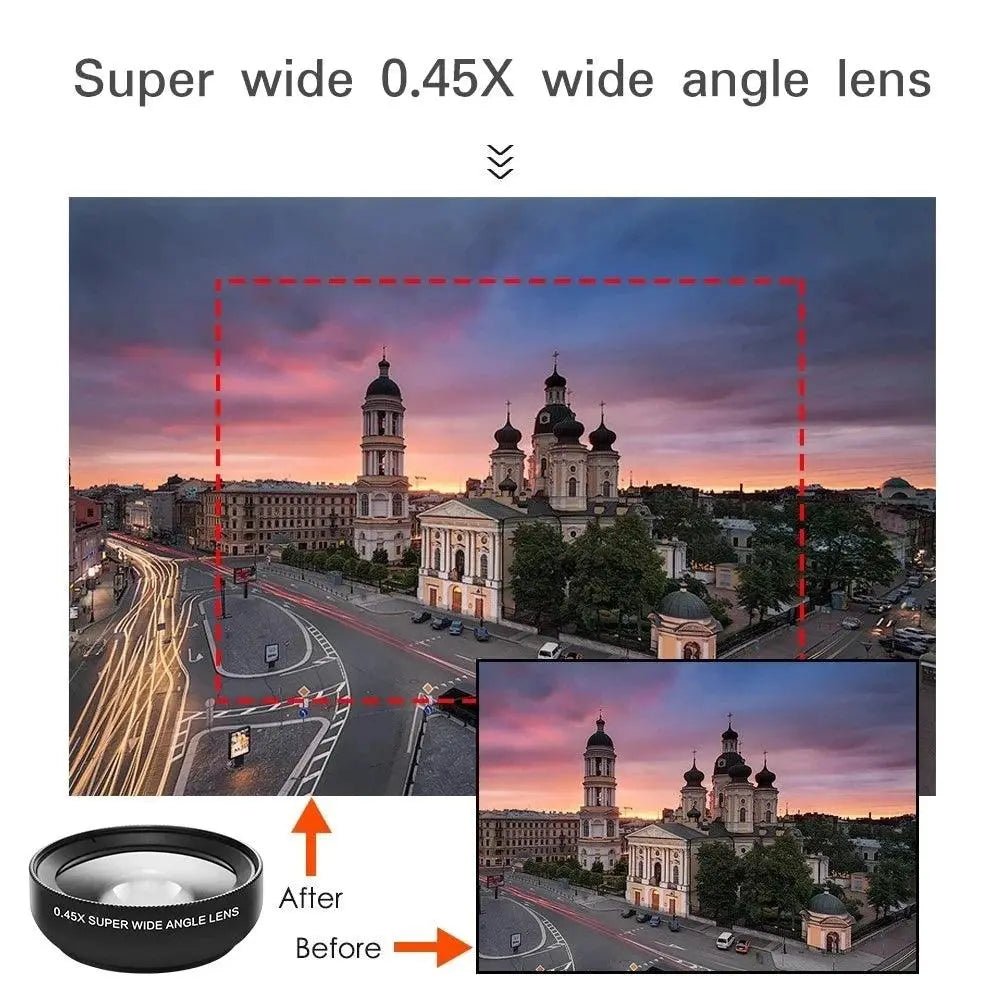 2 - in - 1 Mobile Lens: 0.45X Wide Angle & 12.5X Macro HD for iPhone & Android - Featured Mart