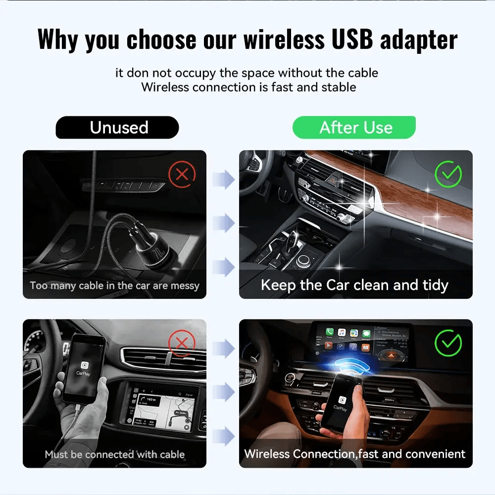 XUDA Wireless CarPlay & Android Auto Adapter – Plug & Play, Fast WiFi Featured Mart