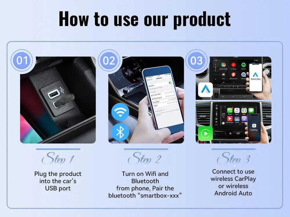 XUDA Wireless CarPlay & Android Auto Adapter – Plug & Play, Fast WiFi Featured Mart