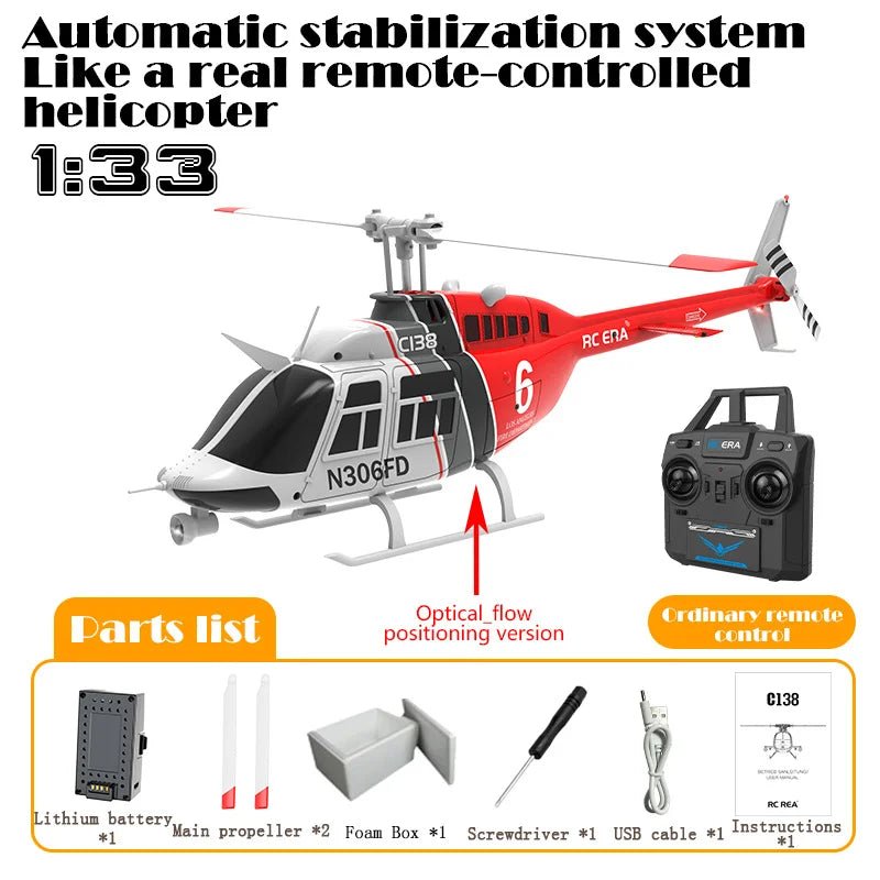 C138 RC Bell 206 Helicopter – 1:36 Scale, Altitude Hold, 6 - Axis Gyro - Featured Mart