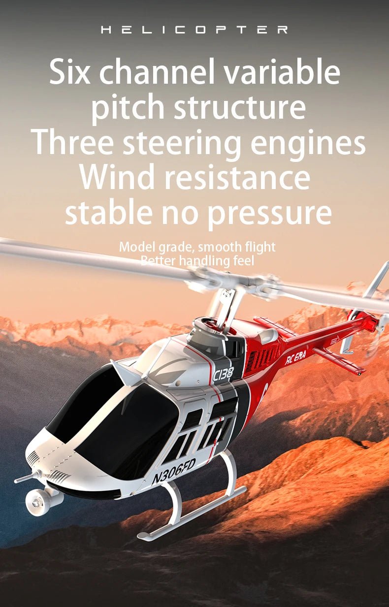 C138 RC Bell 206 Helicopter – 1:36 Scale, Altitude Hold, 6 - Axis Gyro - Featured Mart