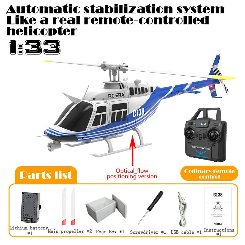 C138 RC Bell 206 Helicopter – 1:36 Scale, Altitude Hold, 6 - Axis Gyro - Featured Mart