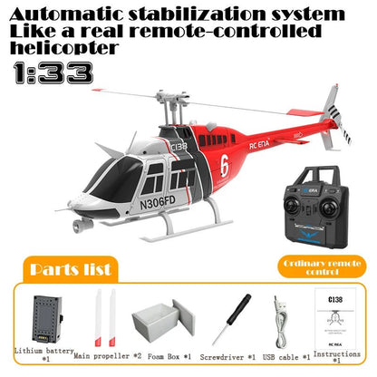 C138 RC Bell 206 Helicopter – 1:36 Scale, Altitude Hold, 6 - Axis Gyro - Featured Mart