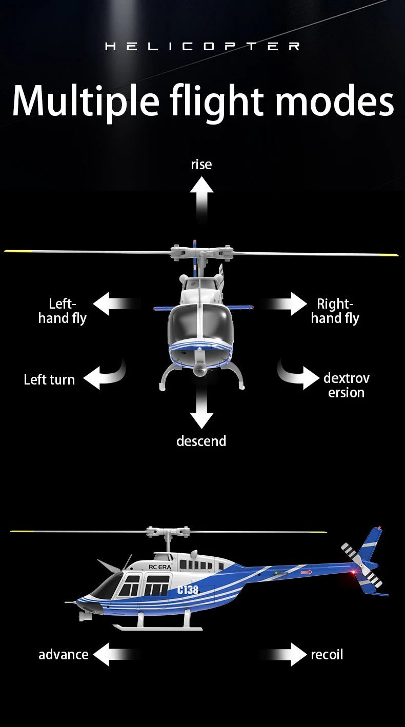 C138 RC Bell 206 Helicopter – 1:36 Scale, Altitude Hold, 6 - Axis Gyro - Featured Mart
