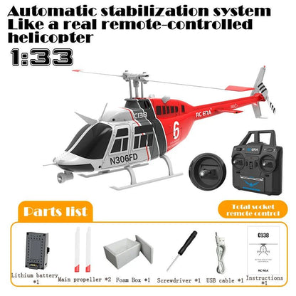 C138 RC Bell 206 Helicopter – 1:36 Scale, Altitude Hold, 6 - Axis Gyro - Featured Mart