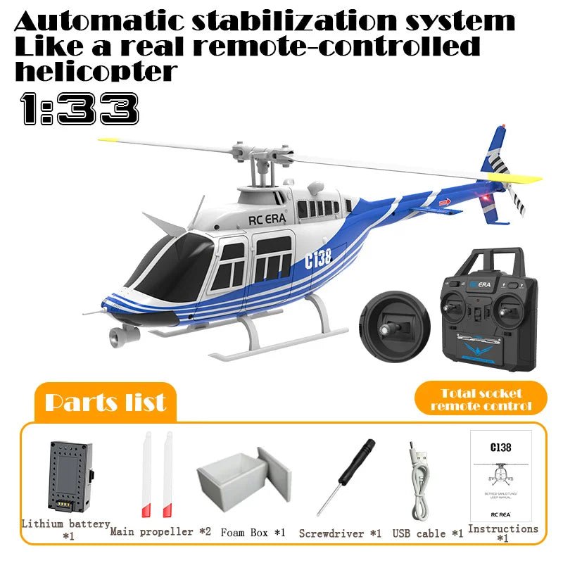 C138 RC Bell 206 Helicopter – 1:36 Scale, Altitude Hold, 6 - Axis Gyro - Featured Mart