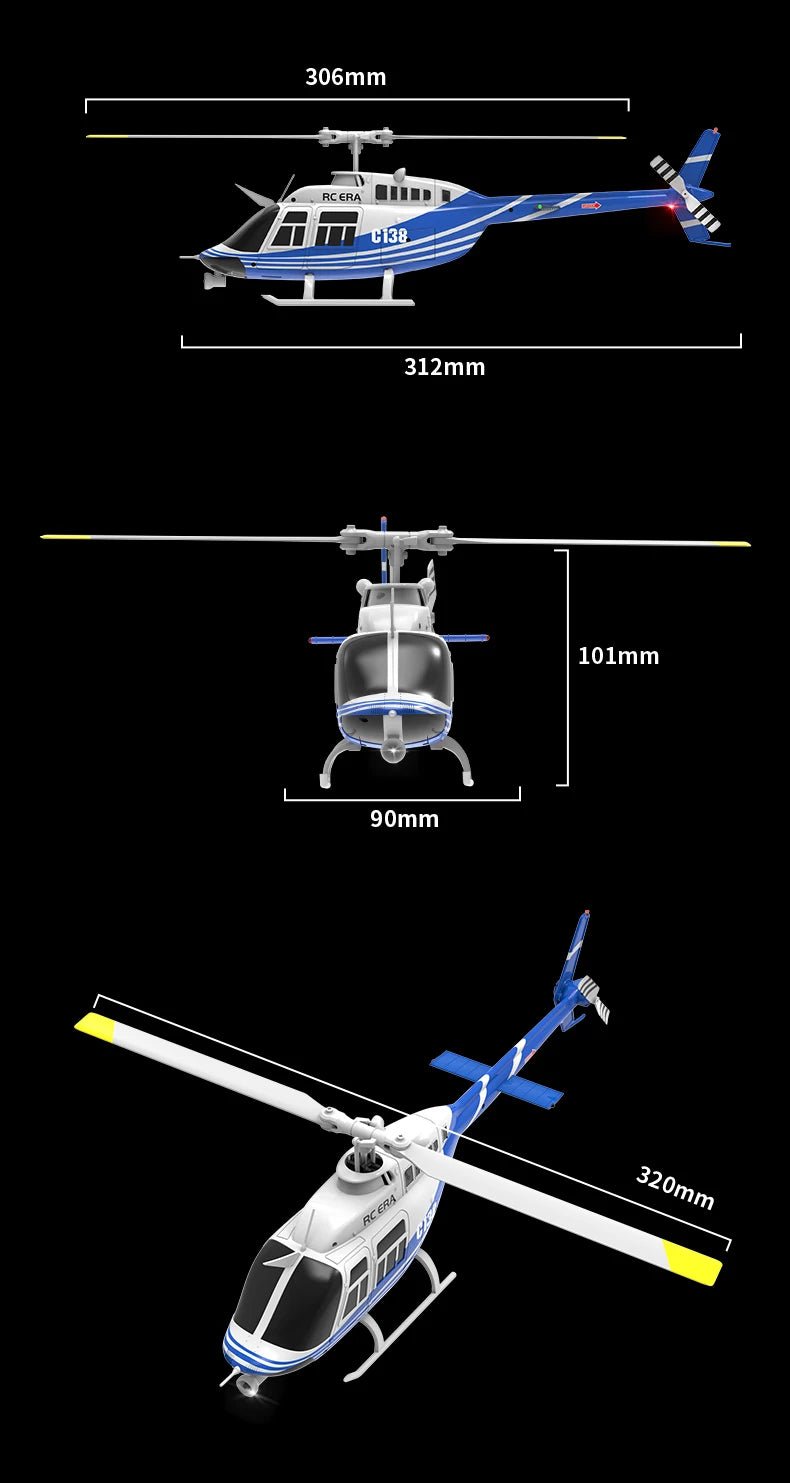 C138 RC Bell 206 Helicopter – 1:36 Scale, Altitude Hold, 6 - Axis Gyro - Featured Mart