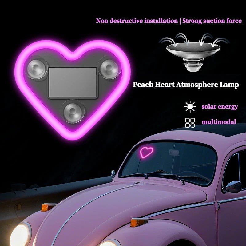 Car Solar Heart LED Light – Wireless Ambient Lamp - Featured Mart