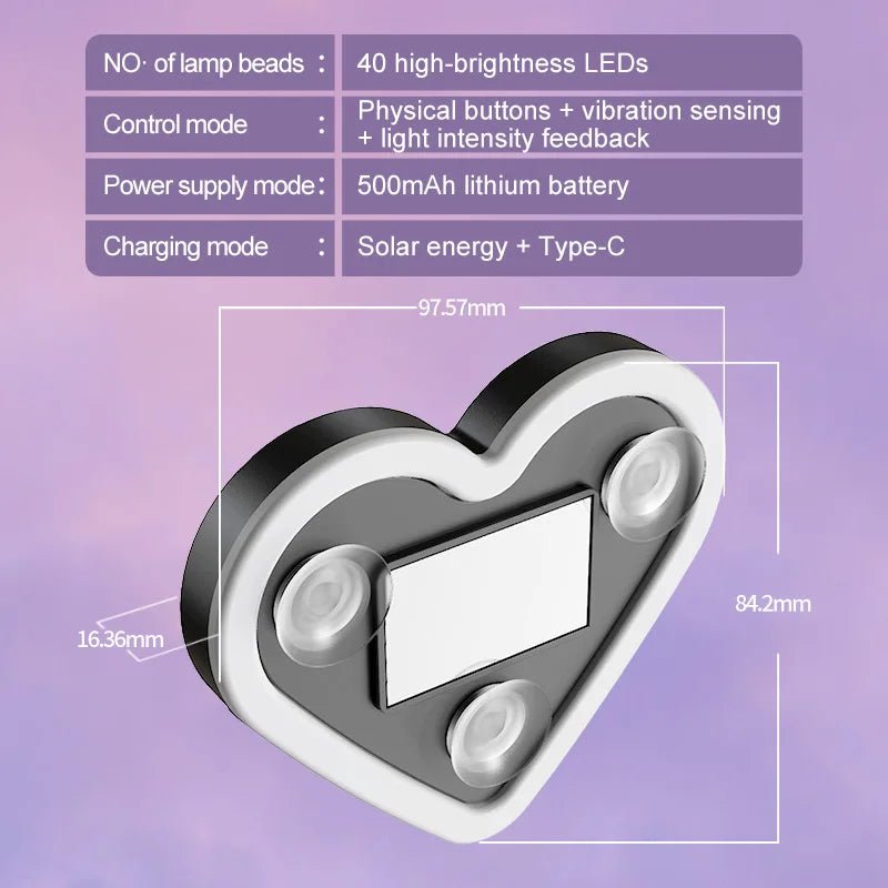 Car Solar Heart LED Light – Wireless Ambient Lamp - Featured Mart