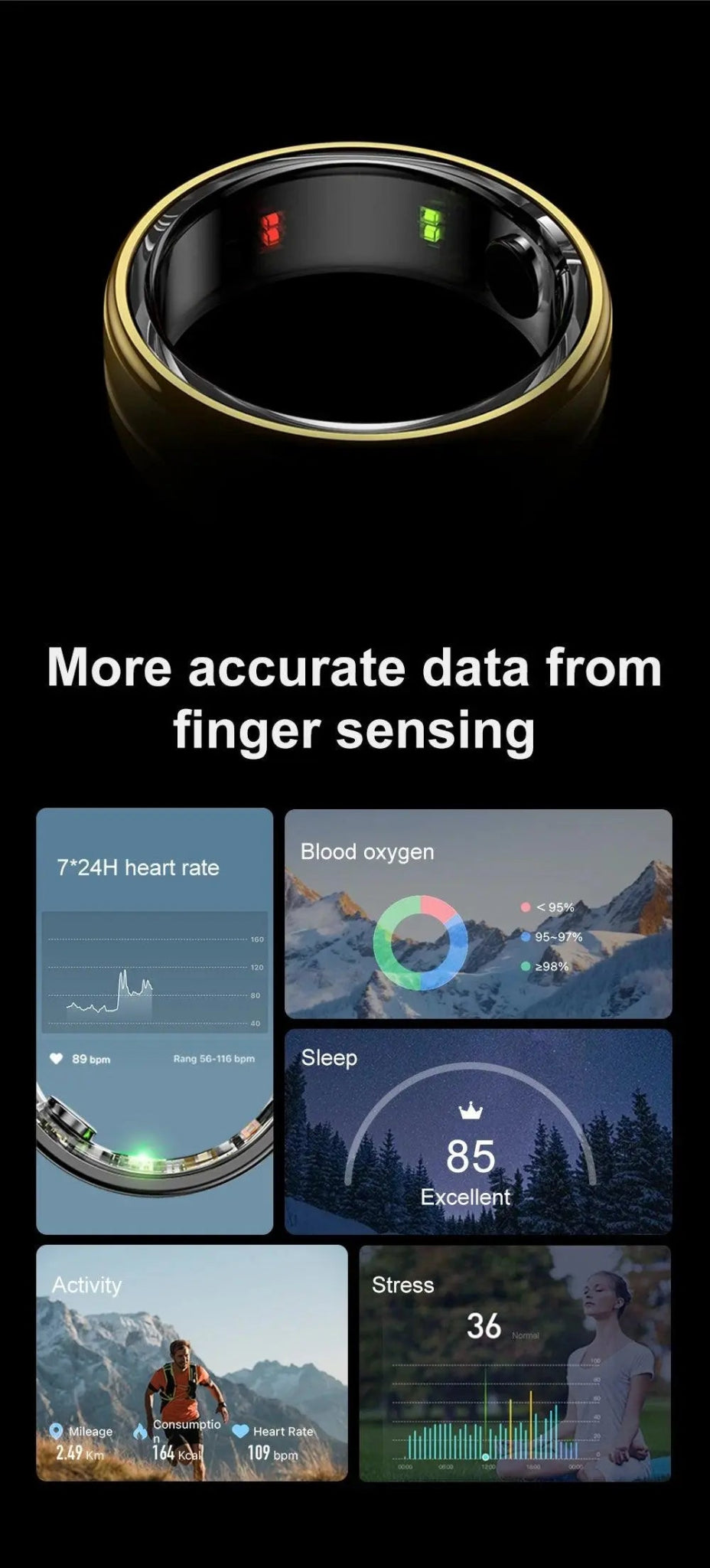 COLMI Smart Ring, Heart Rate & Oxygen Monitor, IP68, 5ATM, Multi - Sport - Featured Mart