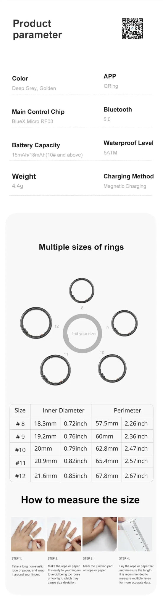 COLMI Smart Ring, Heart Rate & Oxygen Monitor, IP68, 5ATM, Multi - Sport - Featured Mart