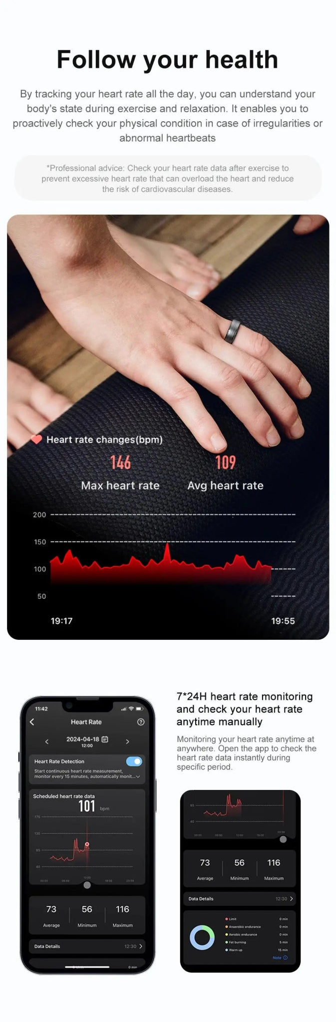 COLMI Smart Ring, Heart Rate & Oxygen Monitor, IP68, 5ATM, Multi - Sport - Featured Mart