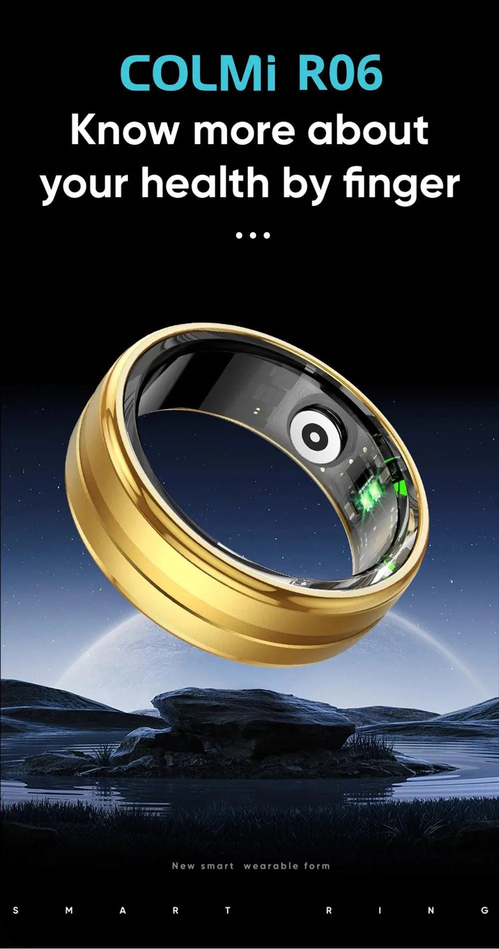 COLMI Smart Ring, Heart Rate & Oxygen Monitor, IP68, 5ATM, Multi - Sport - Featured Mart