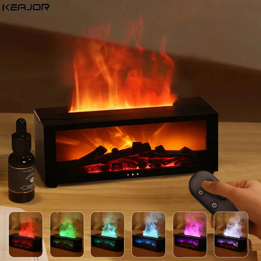 Cool Flame Aroma Essential Oil Humidifier with RGB Light & Remote - Featured Mart
