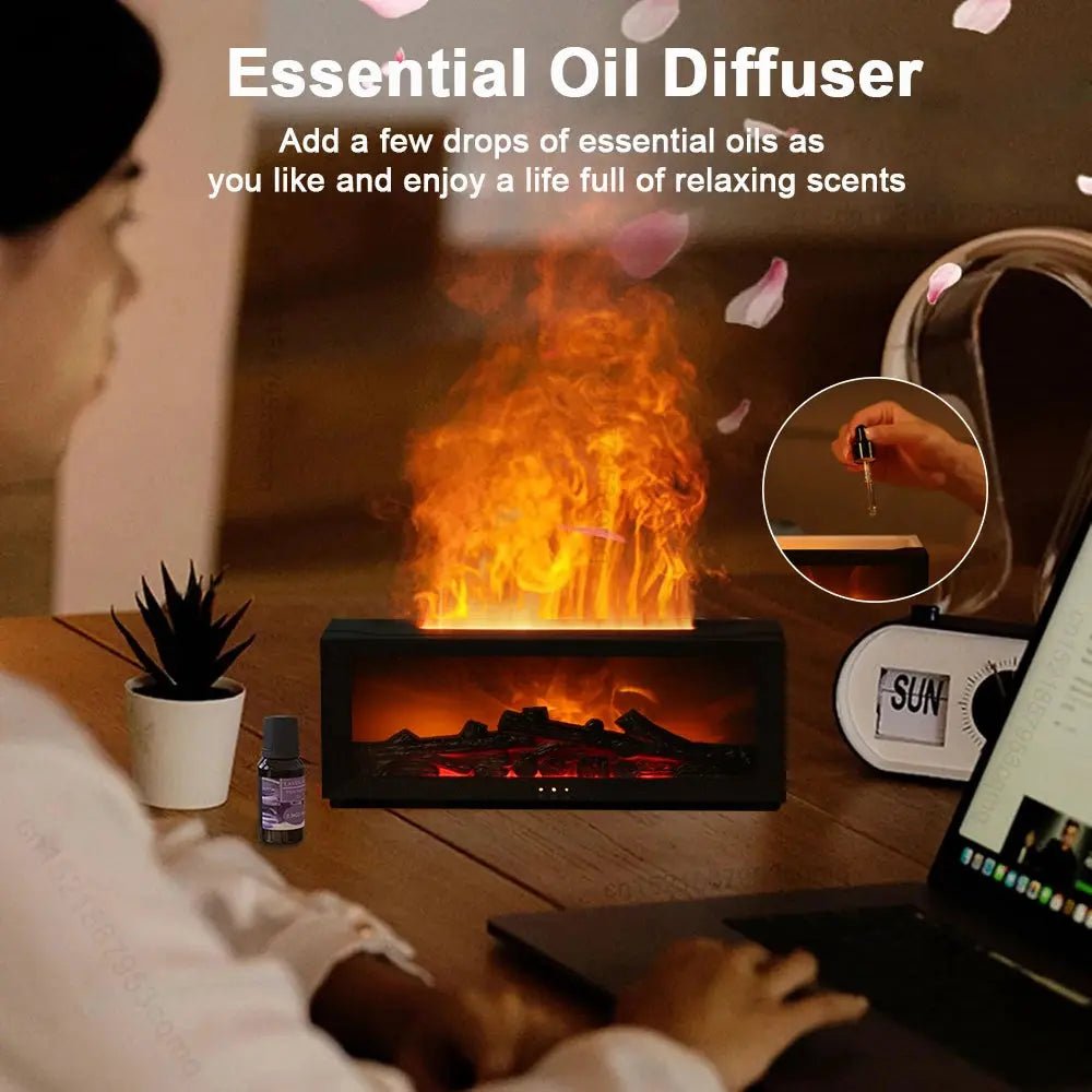 Cool Flame Aroma Essential Oil Humidifier with RGB Light & Remote - Featured Mart