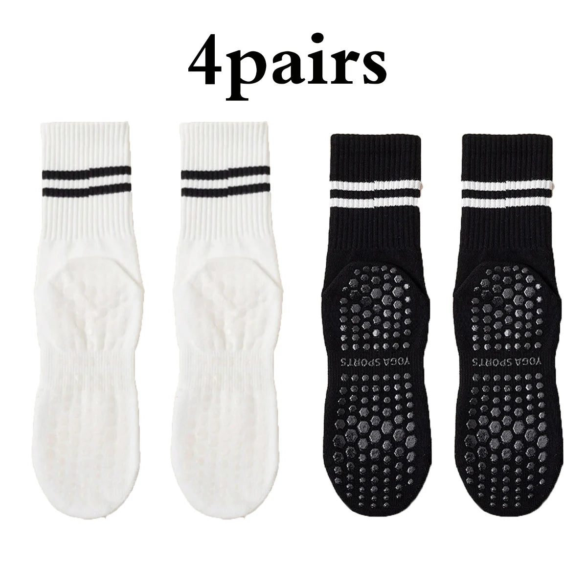 Cotton Non - Slip Yoga, Pilates & Fitness Socks with Silicone Grip - Featured Mart