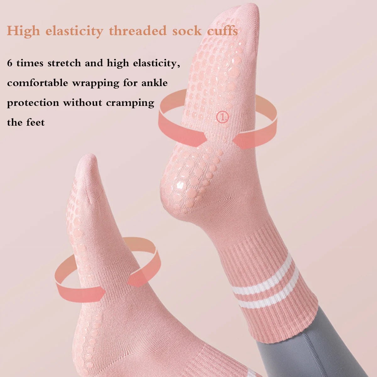 Cotton Non - Slip Yoga, Pilates & Fitness Socks with Silicone Grip - Featured Mart