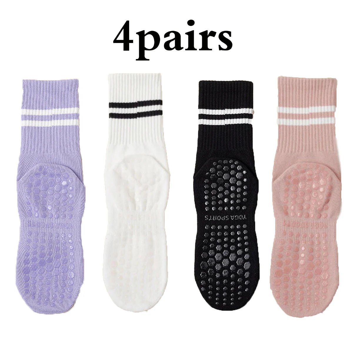 Cotton Non - Slip Yoga, Pilates & Fitness Socks with Silicone Grip - Featured Mart