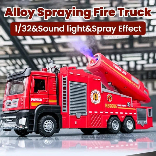 Diecast Fire Truck Toy 1/32 – Lights, Sounds & Gift - Ready Fun - Featured Mart
