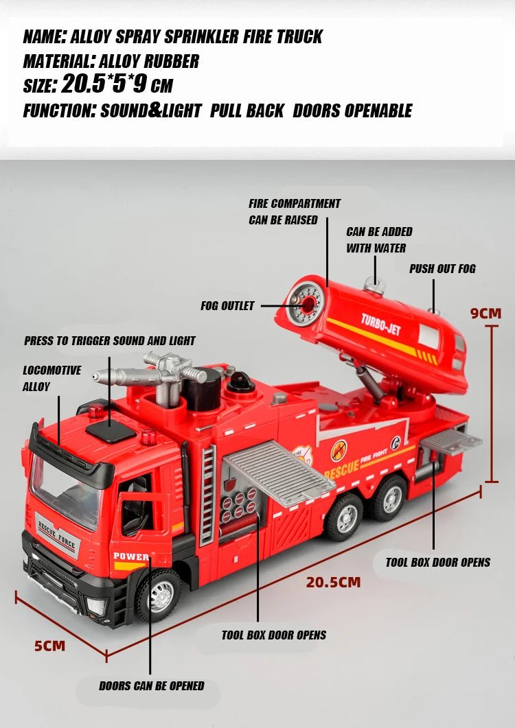 Diecast Fire Truck Toy 1/32 – Lights, Sounds & Gift - Ready Fun - Featured Mart