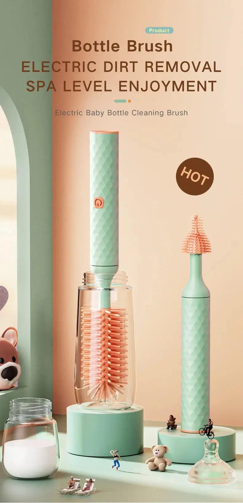 Electric 360° Rotating Silicone Bottle & Pacifier Cleaning Brush Set - Featured Mart