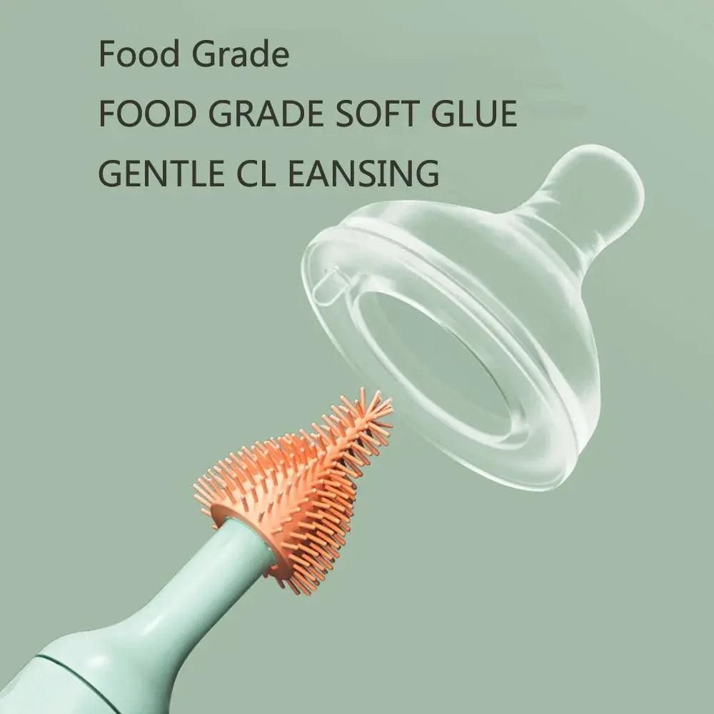 Electric 360° Rotating Silicone Bottle & Pacifier Cleaning Brush Set - Featured Mart