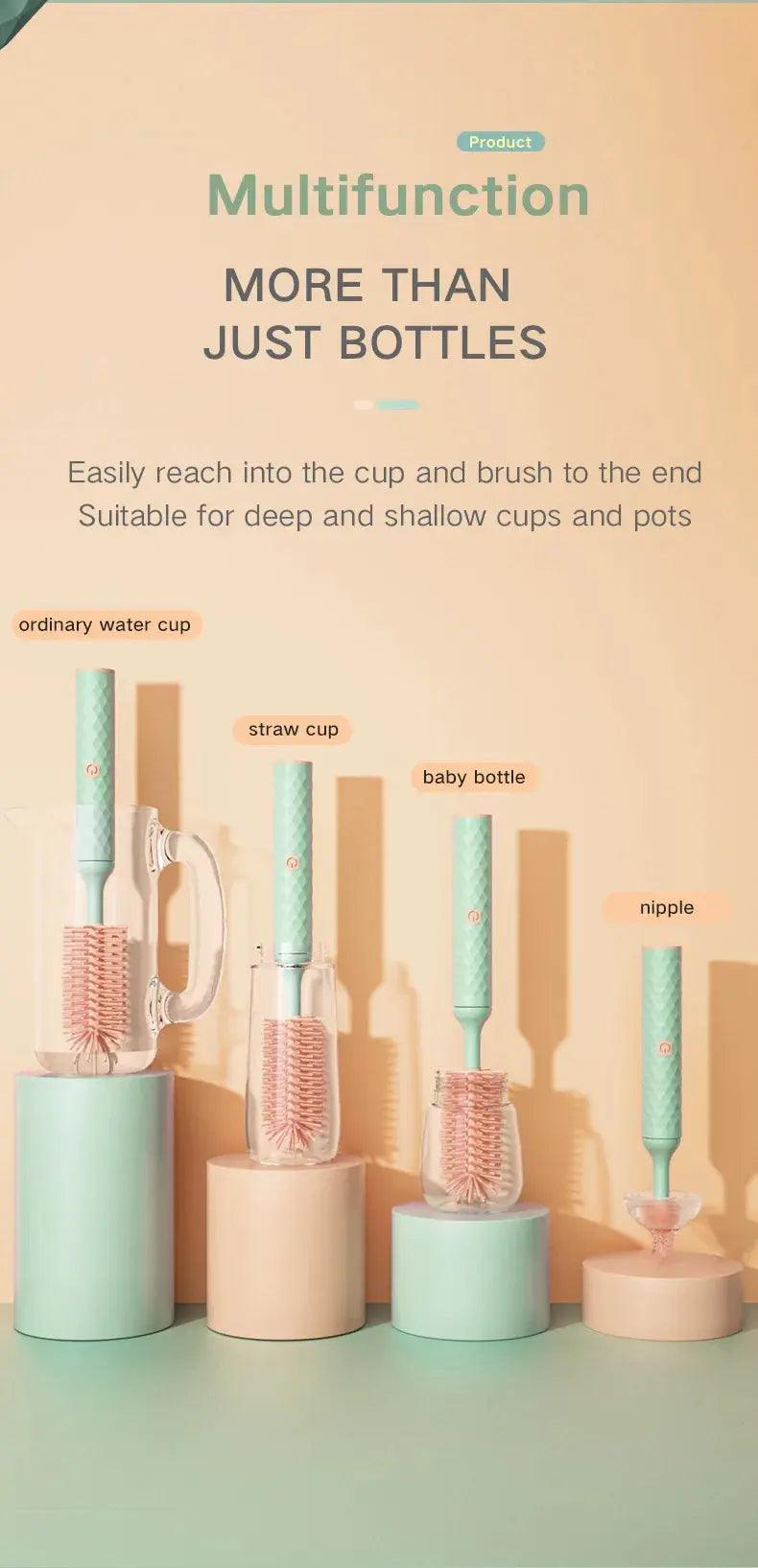 Electric 360° Rotating Silicone Bottle & Pacifier Cleaning Brush Set - Featured Mart