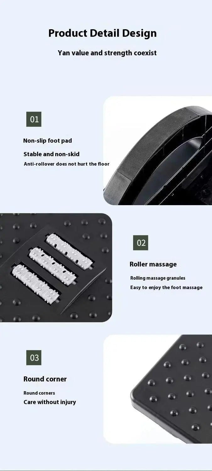 Ergonomic Footrest with Massage Rollers, Portable Under - Desk Stool - Featured Mart