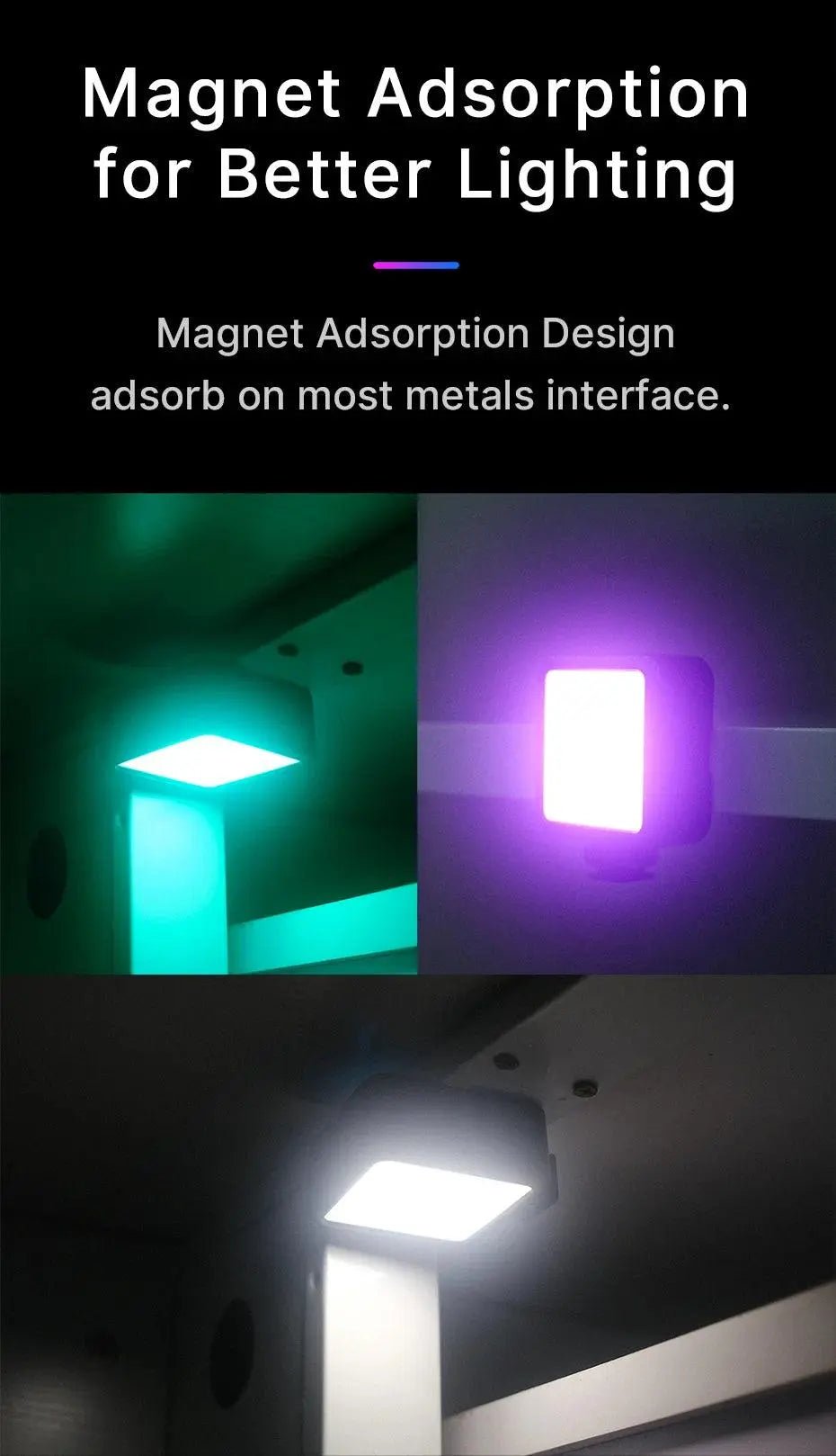 Full Color RGB LED Magnetic Mini Fill Light - Featured Mart