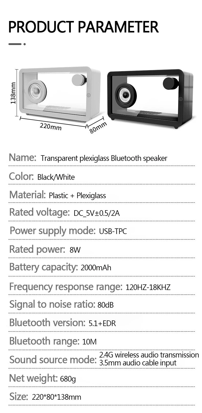 GlowBox: Transparent Bluetooth Speaker with Lights - Featured Mart