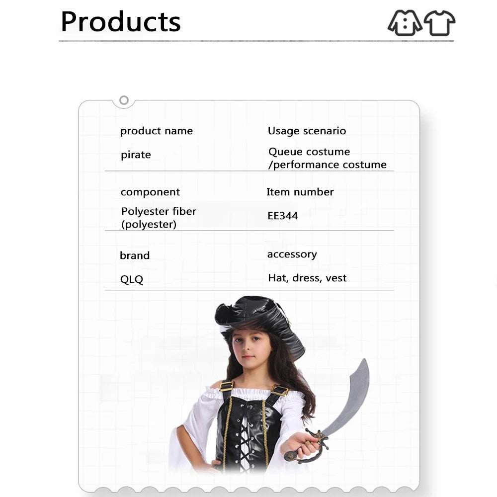 Halloween Girls Pirate Costume – Cosplay Sailor Dress Up Outfit for Party & Role Play - Featured Mart