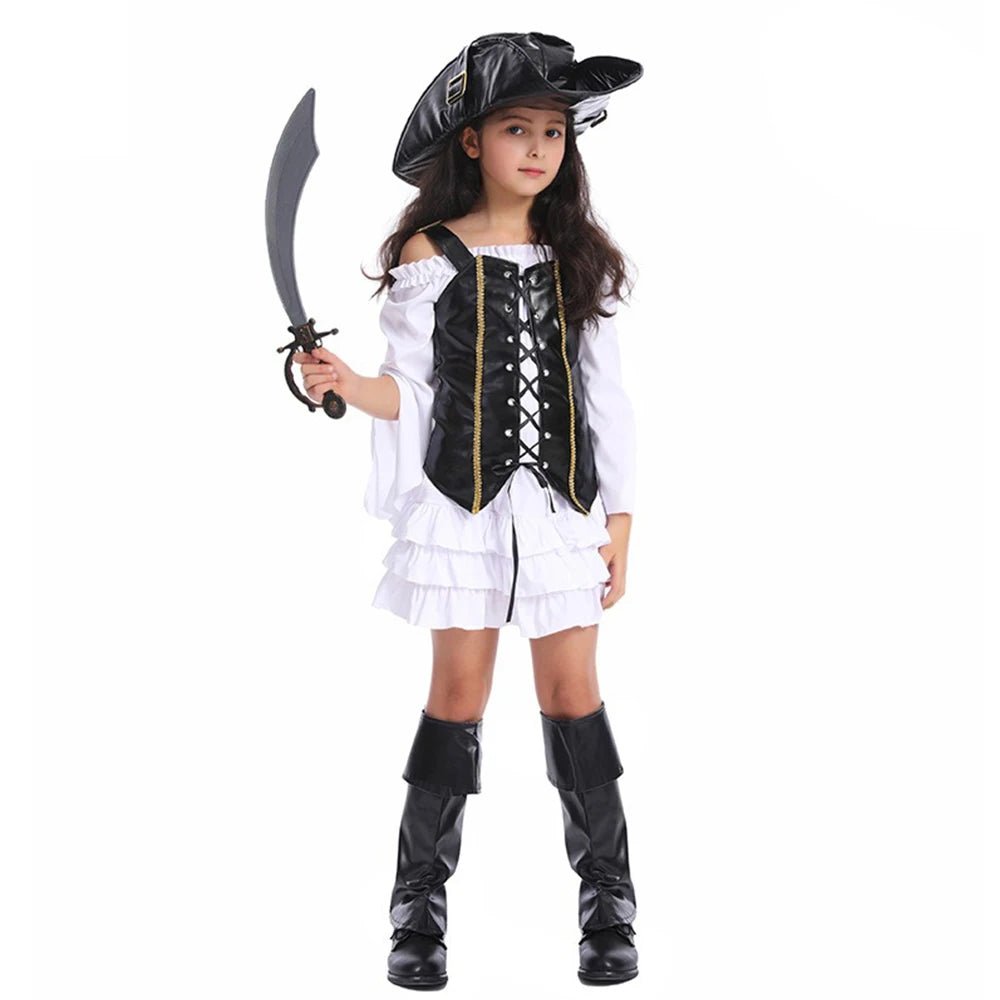 Halloween Girls Pirate Costume – Cosplay Sailor Dress Up Outfit for Party & Role Play - Featured Mart