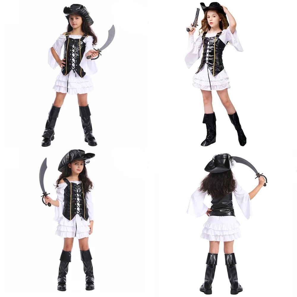 Halloween Girls Pirate Costume – Cosplay Sailor Dress Up Outfit for Party & Role Play - Featured Mart