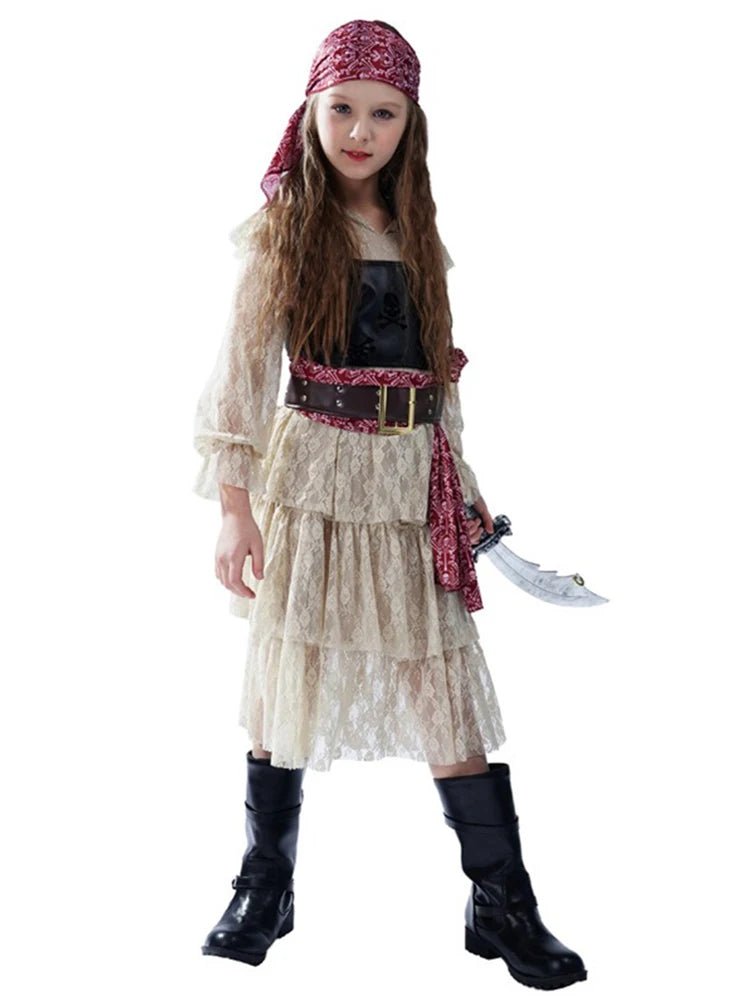 Halloween Girls Pirate Costume – Cosplay Sailor Dress Up Outfit for Party & Role Play - Featured Mart