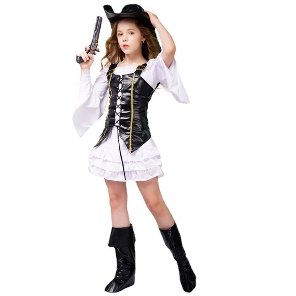 Halloween Girls Pirate Costume – Cosplay Sailor Dress Up Outfit for Party & Role Play - Featured Mart