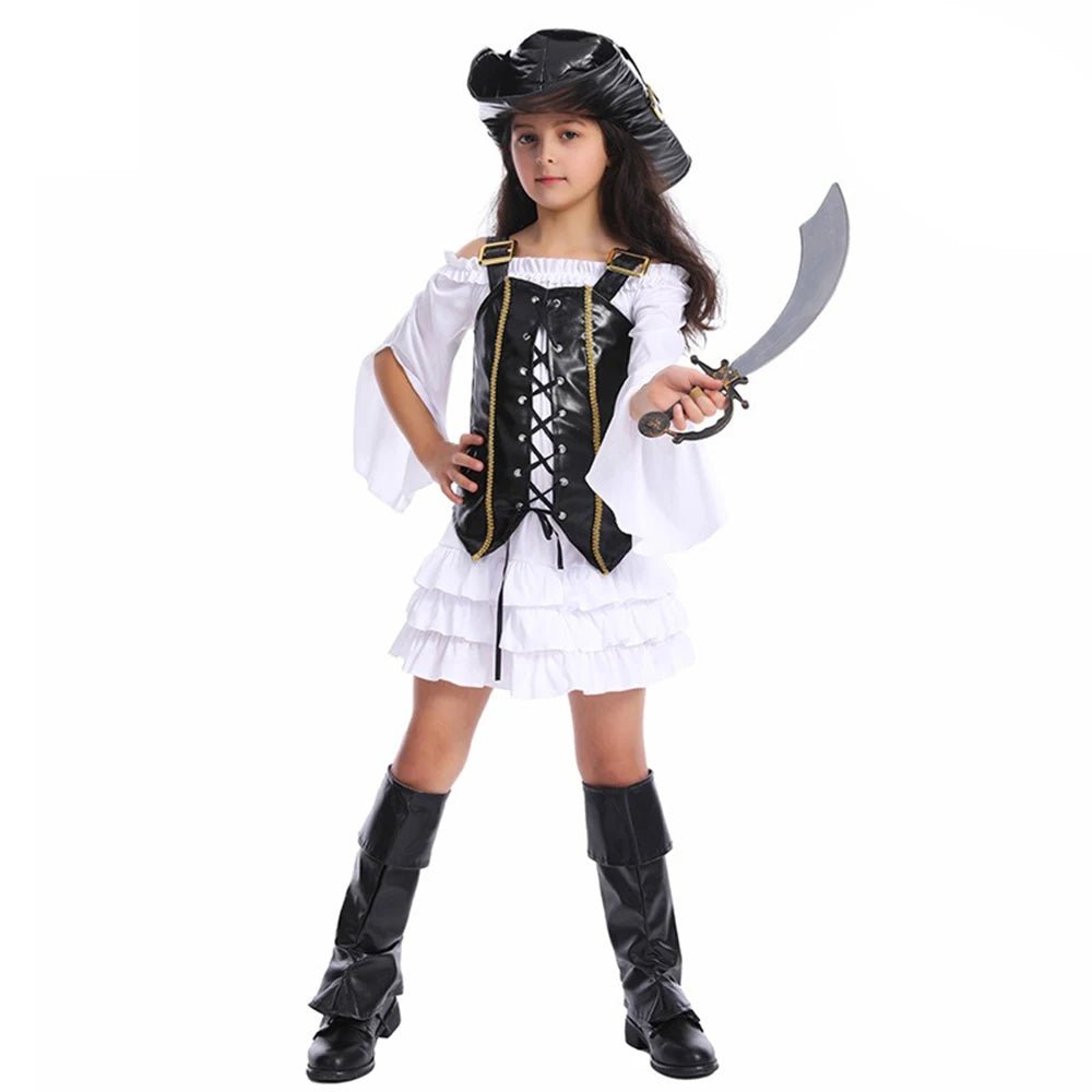 Halloween Girls Pirate Costume – Cosplay Sailor Dress Up Outfit for Party & Role Play - Featured Mart