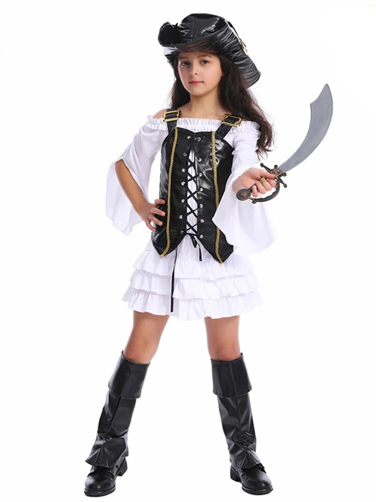 Halloween Girls Pirate Costume – Cosplay Sailor Dress Up Outfit for Party & Role Play - Featured Mart