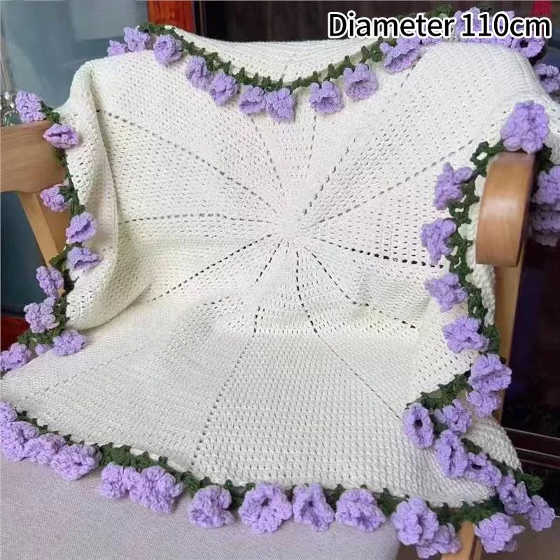 Handmade Crochet Rose & Sunflower Bouquet Blanket - Featured Mart