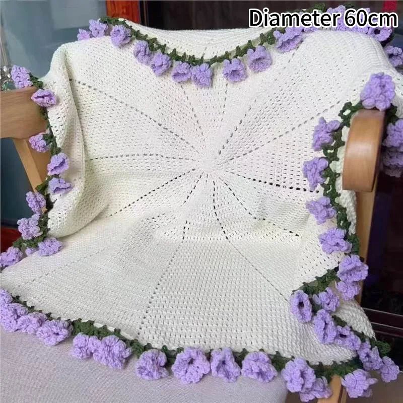 Handmade Crochet Rose & Sunflower Bouquet Blanket - Featured Mart