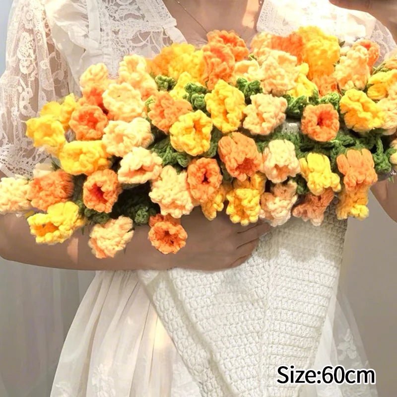 Handmade Crochet Rose & Sunflower Bouquet Blanket - Featured Mart