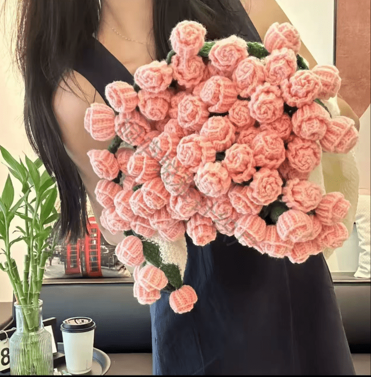 Handmade Crochet Rose & Sunflower Bouquet Blanket - Featured Mart