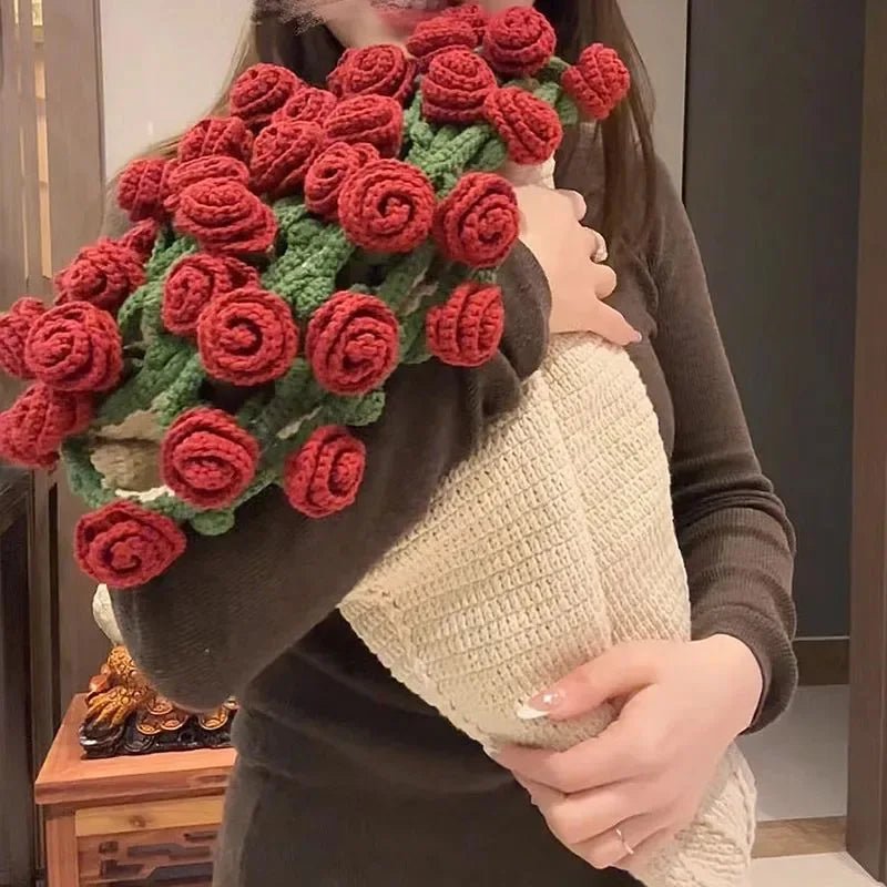 Handmade Crochet Rose & Sunflower Bouquet Blanket - Featured Mart