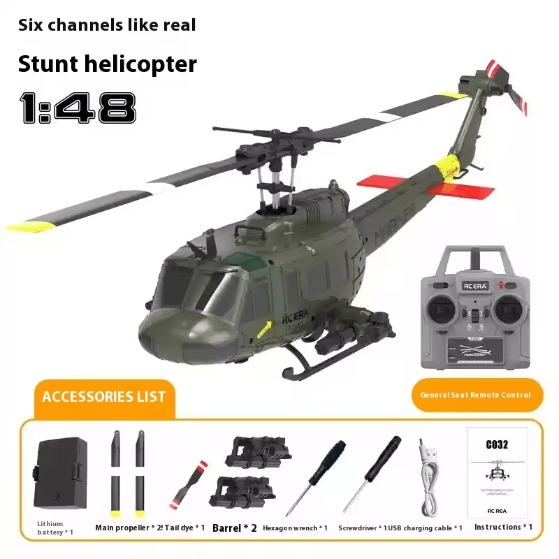 Huey UH - 1 RC Helicopter – 6CH Military - Grade Stunt Chopper - Featured Mart