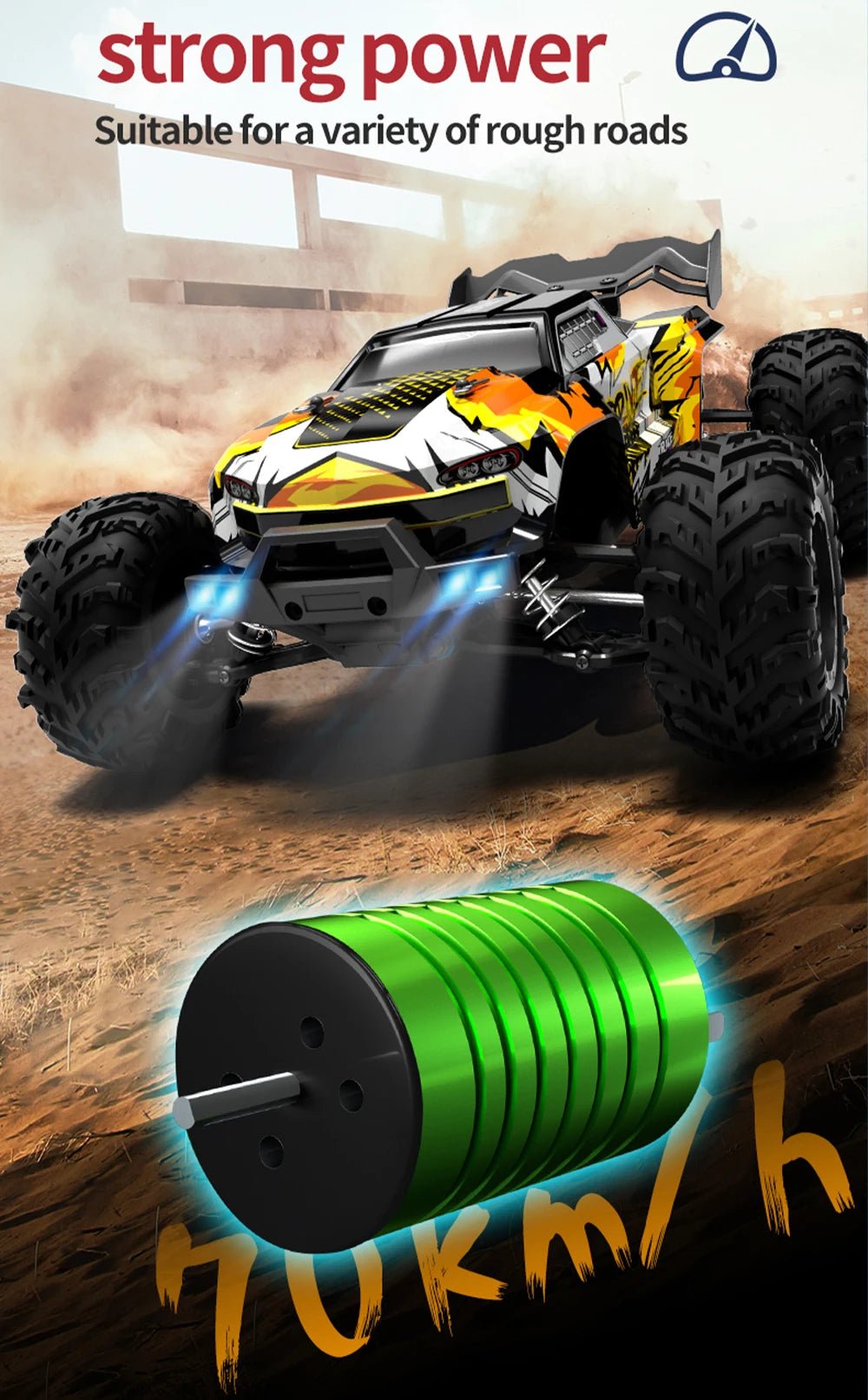 JJRC 70KM/H 1:16 4WD RC Car – Brushless High - Speed Off - Road Truck with LED Lights - Featured Mart