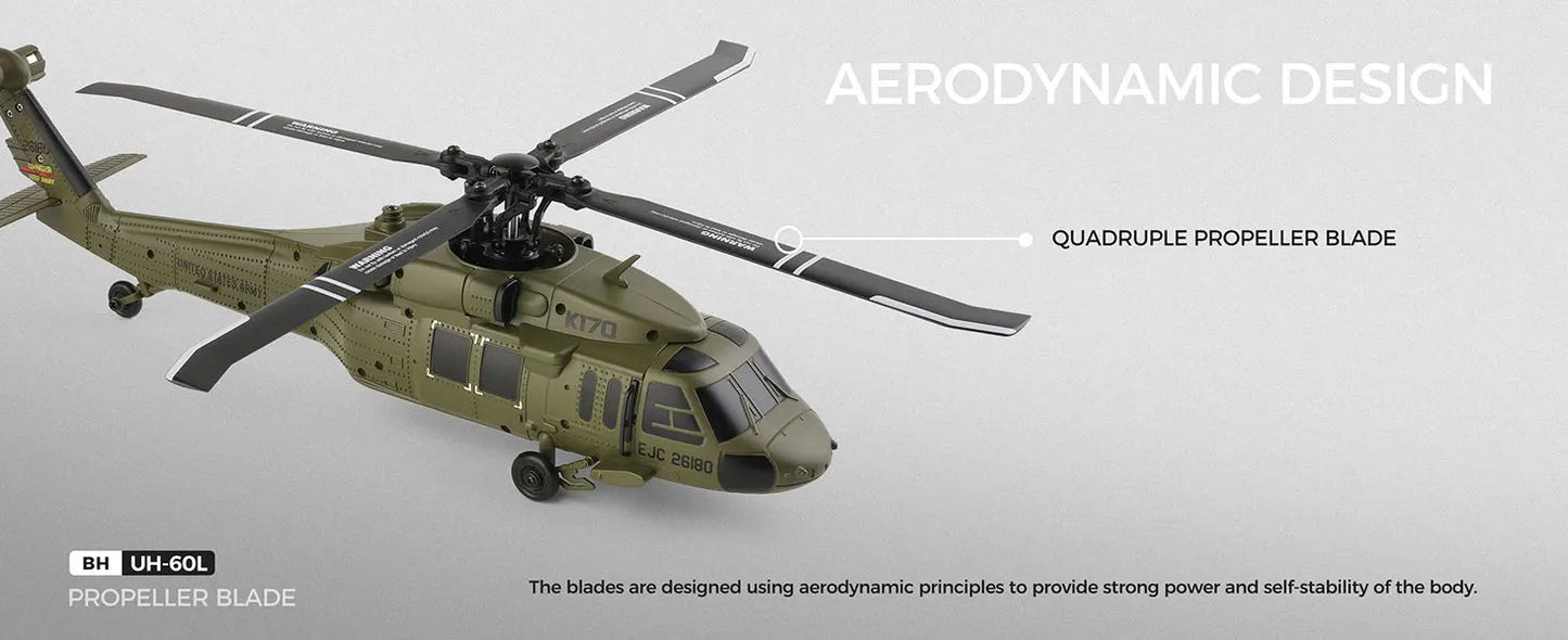 K170 RC Tactical Helicopter – 1:48 Scale Military Utility Aircraft Model - Featured Mart
