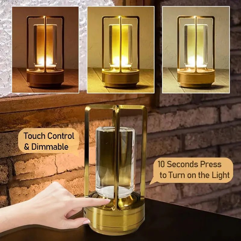 LED Cordless Table Lamp Retro Bar Metal Desk Lamps Rechargeable Touch Dimming Night Light Restaurant Bedroom Home Outdoor Decor - Featured Mart